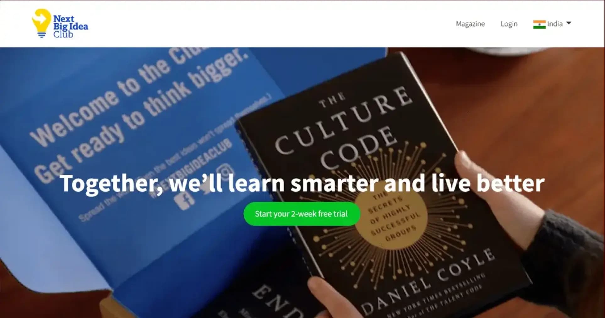 Next Big Idea Club - A subscription website for a nonfiction book club curated by bestselling authors.